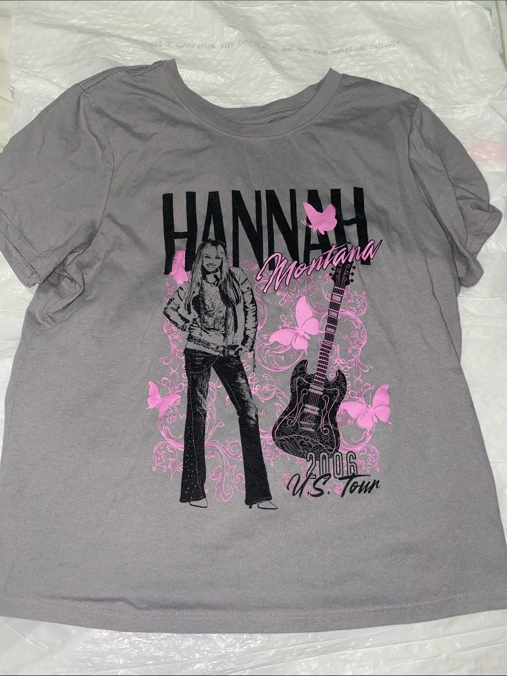 Disney Hannah Montana Gray Short-Sleeve Tee with Pink Graphic